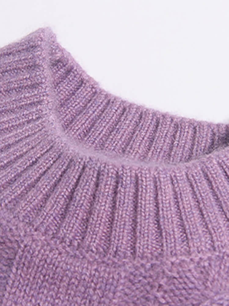 Classic Cable Knit Cashmere Crewneck Sweater for Boys and Girls